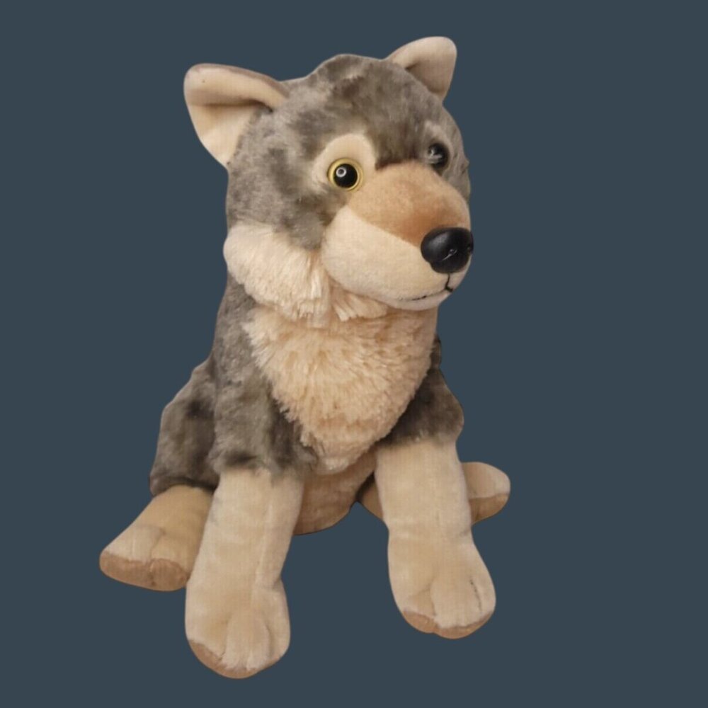 Wild Republic Gray Wolf Plush Toy 11" Soft Stuffed Animal